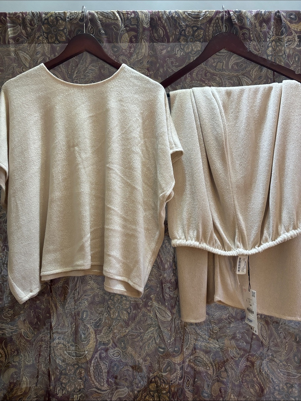 Zara Cream Knit Two-Piece Set top and pants
